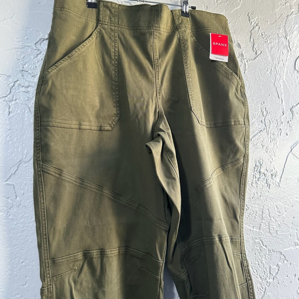 NWT Spanx Stretch Mid Rise Twill Darkened Olive Joggers Size 2X - Picture 6 of 12